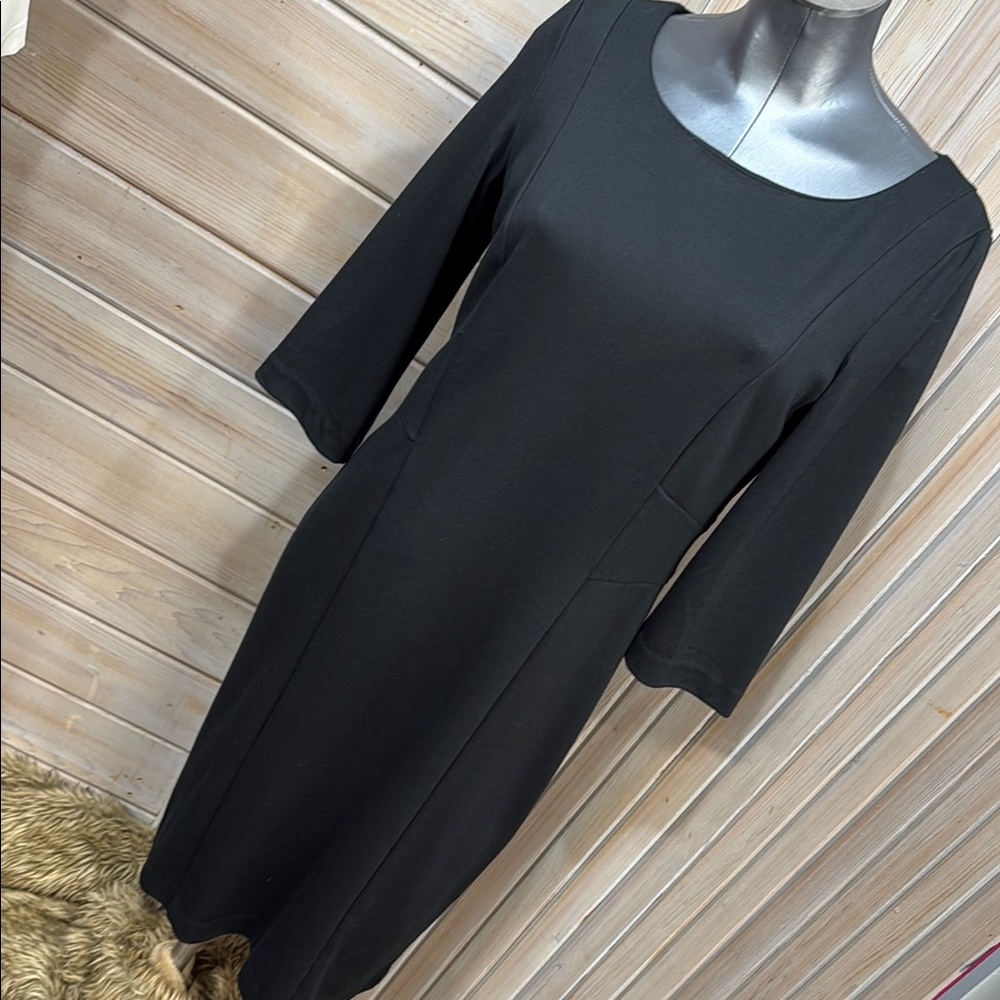 Chadwicks Black 3/4 Sleeve Sheath Dress Scoop Neck
